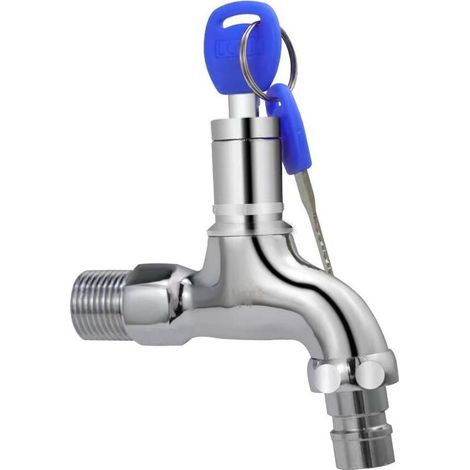Diebstahlsicherer Wasserhahn mit Schlüssel, Außenwasserhahn mit Schloss, diebstahlsicherer Messingwasserhahn, diebstahlsicherer Wasserhahn für Außenwaschbecken, für Garten, Badezimmer oder Waschmaschi (1/4)