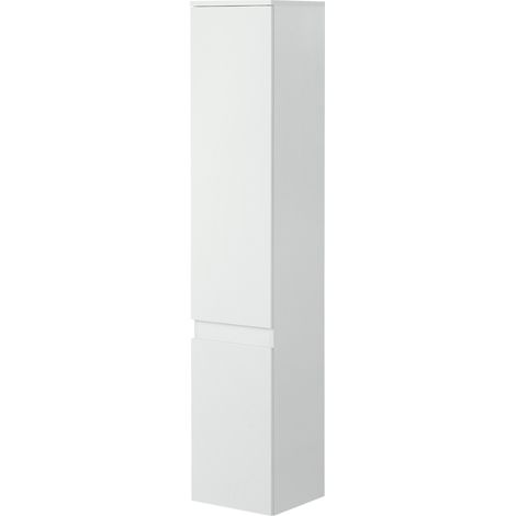 Meuble colonne rangement salle de bain 2 placards 3 étagères réglables style contemporain 30 x 28 x 152,5 cm blanc