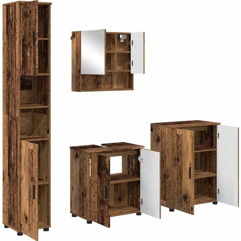Maison Exclusive - Set di mobili per il bagno 4 pz Legno vecchio 61 x 35 x 64 cm (1/5)