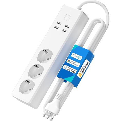 Meross Ciabatta Italiana con Apple HomeKit Intelligente, Multipresa Smart WiFi 16A con 3 Prese 4 Porte USB, Protezione da Sovraccarico, Compatibile con Alexa, Google Home, SmartThings (1/5)