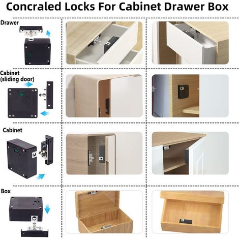 DPZO Verrouillage d'armoire électronique bricolage caché pour armoire en bois casier tiroir armoire verrouillage de verrou, avec 1 carte