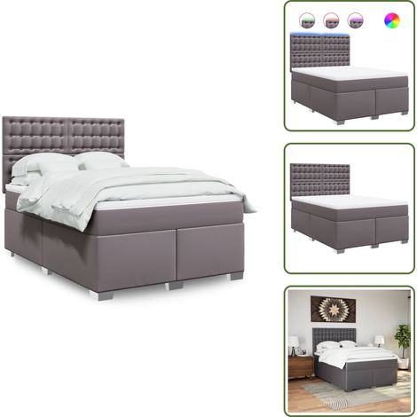 Boxspringbett mit Matratze Grau 140x200 cm Kunstleder - Boxspringbett - Boxspringbetten - Bett - Betten (1/5)