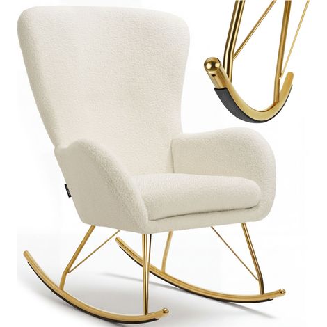 Fauteuil à bascule avec patins en acier et rembourrage épais or (1/5)
