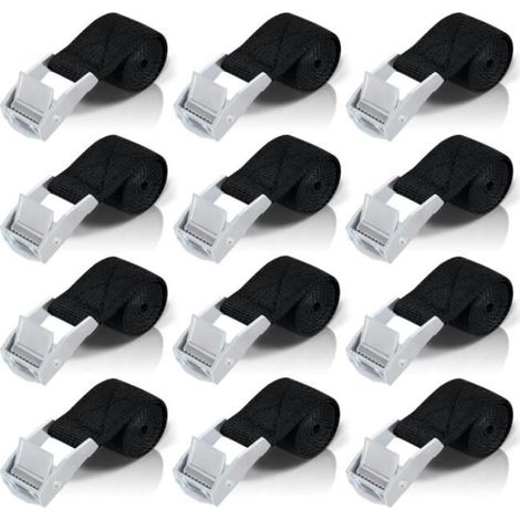 Sangle d'Arrimage - Value Pack - 12pcs - Moto - Blanc - Boucle en Alliage de Zinc (1/4)