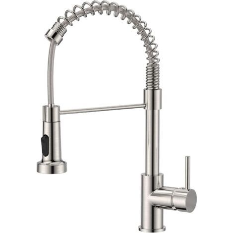 Kitchen faucet, kitchen mixer tap with 360° swivel pull-out spray head, sink spray head with high spout, 2 spray patterns, stainless steel