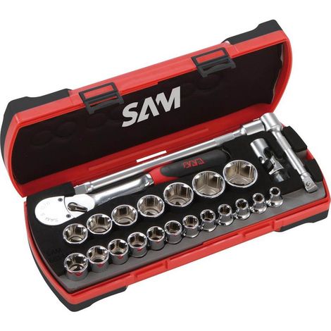 SAM OUTILLAGE - Coffret Douilles Et Accessoires 1/2'' Avec Cliquet Chantier