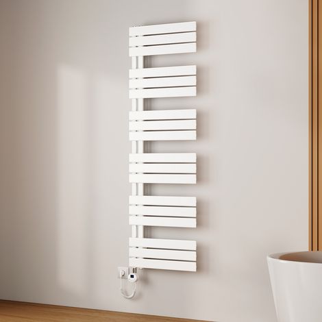 EMKE Sèche-Serviettes Électrique à Thermostat, Minuterie et Puissance Réglable, Blanc 1000W 1599x500 mm