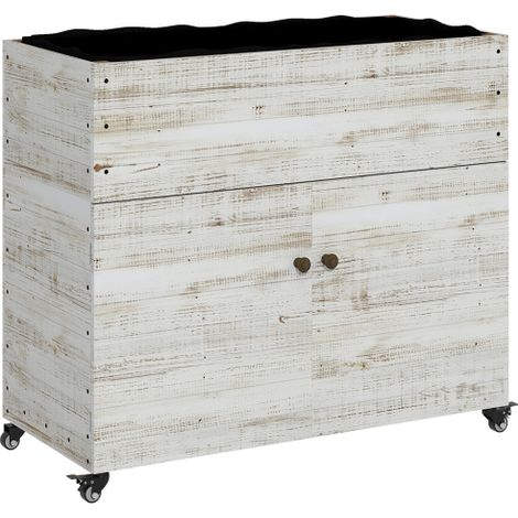 Hochbeet aus Holz mit Schrankfach, Kräuterbeet mit Rollen, Pflanzkasten 110 x 50 x 95 cm, Blumenkasten mit Vliesstoff, Weiß für Garten & Balkon 
On-Site