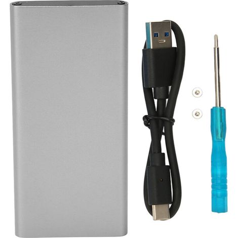 Externes SSD-Gehäuse aus Aluminiumlegierung mit USB-C-Anschluss und mSATA-Schnittstelle, High-Speed-USB-3.1-Gen-2-Datenübertragung, silberfarben (1/5)