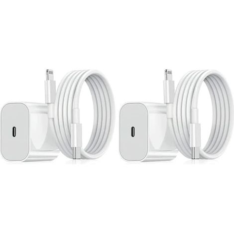 Chargeur rapide 20 W pour iPhone – Adaptateur USB-C + câble blanc, 1 unité (1/2)