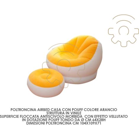 poltroncina arancio airbed con pouff sedia relax arancione gonfiabile 68572 (1/2)