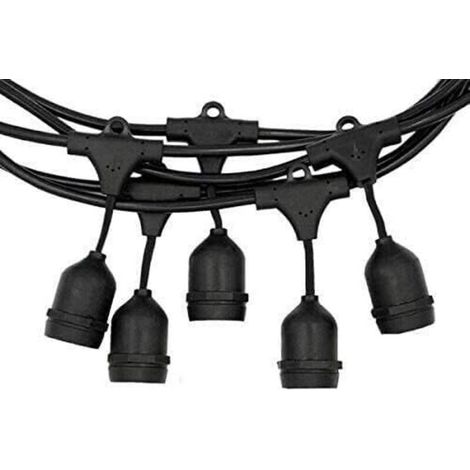Guirlande lumineuse - Avec douilles E27 - Pour la décoration du jardin, décorations de Noël - Noir Classique 10 Meter 10 Fassungen，Ampoules non incluses (1/4)