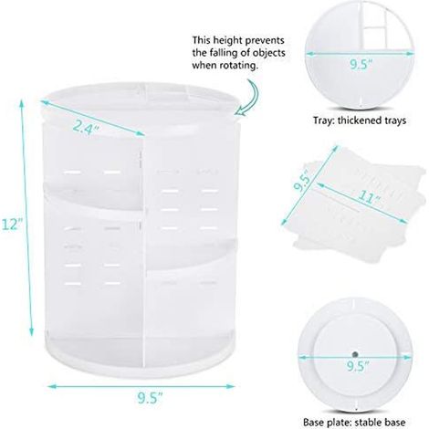 Boîte de rangement cosmétique rotative à 360° (blanche) - K (1/5)