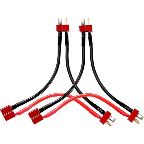 2 Pièces T Plug Connecteur Câble Batterie Série, Deans T Plug Câble Adaptateur de Câble Série, Connecteurs de Batterie Série T Plug 1 Femelle vers 2 Mâles, avec 14AWG Câble, pour RC Lipo (1/5)