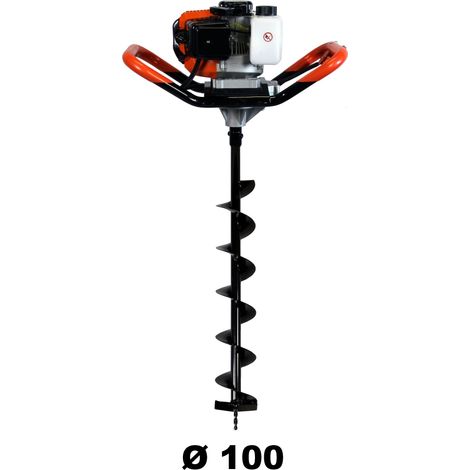 Taladro de tierra ahoyador de gasolina 52 cm3, 3 CV con broca 100 mm