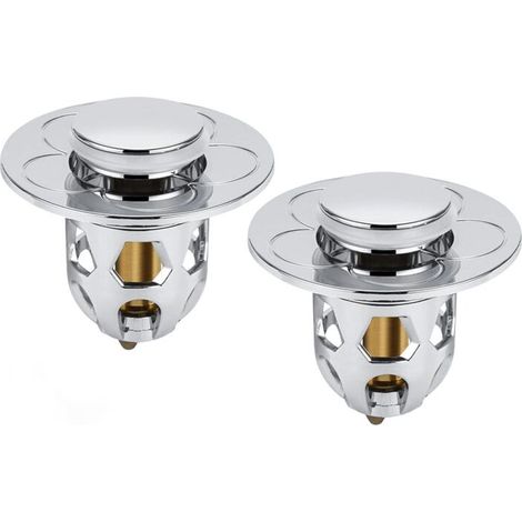 Universeller Abflussstopfen für Badezimmerwaschbecken, 2 Stück, silber (passend für 34-40 mm Abflusslöcher) (1/5)