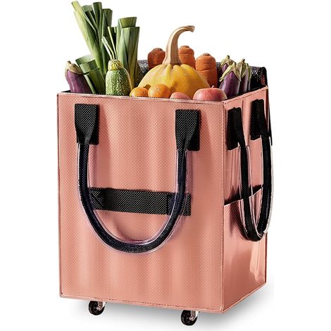 Carrello della spesa pieghevole con ruote 20 × 16 × 12 pollici, borsa della spesa riutilizzabile, trasporto senza barriere per fare la spesa, lavanderia, campeggio e trasloco (1/5)