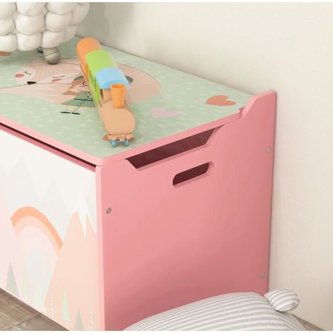MEUBLIV Baule portagiochi per bambini 60 x 37 x 39 cm rosa con coperchio di sicurezza (1/5)