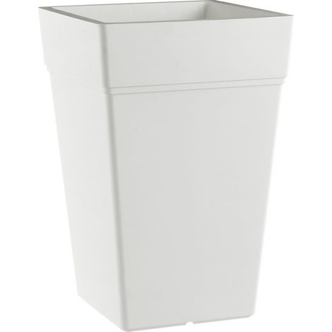 Vaso quadrato ''Stalk Element'' alto in plastica colorato da esterno e giardino per piante e fiori -65 cm / Bianco (1/4)
