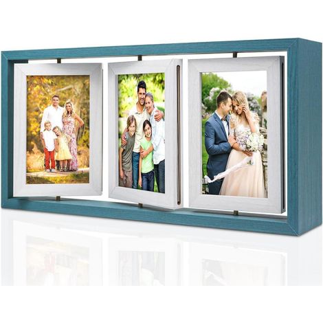 Bilderrahmen Drehbar Collage 6 Fotos Hochzeit Freunde Blau 10x15 (1/5)
