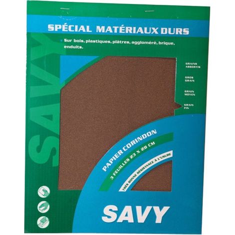 SAVY - Papier corindon grain fin 3 feuilles A