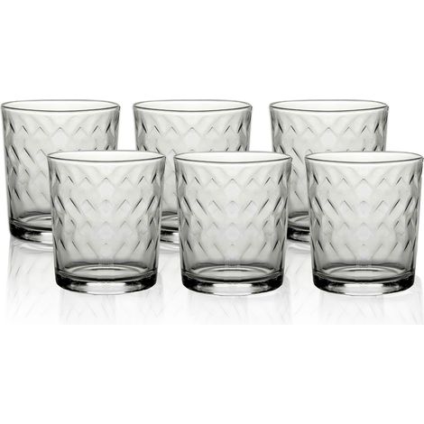 SET DI 6 BICCHIERI MODELLO ZIG ZAG REALIZZATI IN VETRO PER ACQUA CAPIENZA DA 250 ML