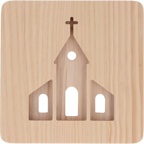 Veilleuse LED avec motif d'église chrétienne, lampe en bois creux 3D, interface USB, veilleuse en bois de pin, convient pour la chambre et la maison