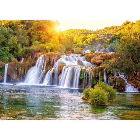 Papier peint panoramique cascade 3D multicolore décoration murale – 150 x 105 cm Wallarena (1/4)