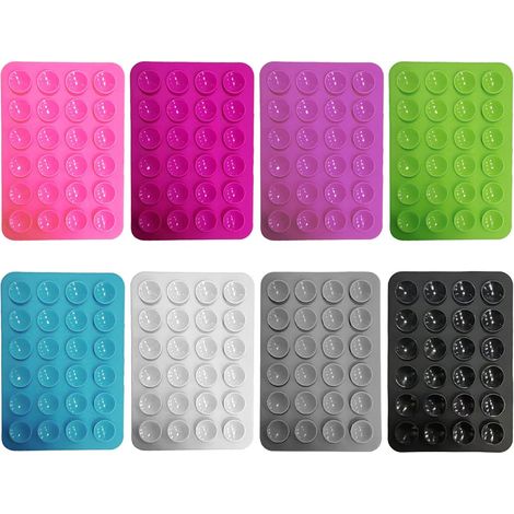 8 Ventouses Carrées en Silicone, Support Adhésif Réutilisable, Fixation Puissante pour Téléphone et Batterie Externe, Idéal Voiture et Maison (1/5)