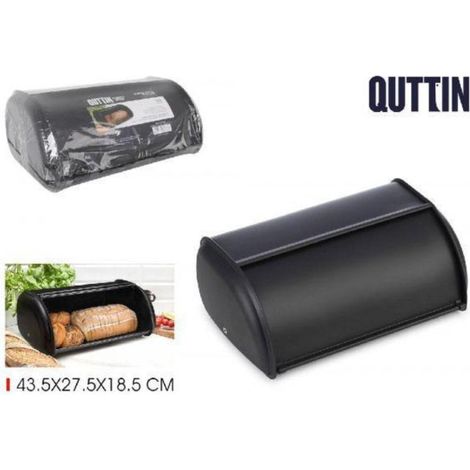 panera guardapan metalica negra con tapa basculante 43.5x27.5x18.5 cms quttin