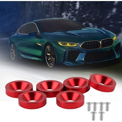 Jeu de 6 fixations rouges pour plaque d'immatriculation moto/auto, boulons et rondelles de pare-chocs, couvre-moteur, visserie de protection, kit de montage universel (1/5)