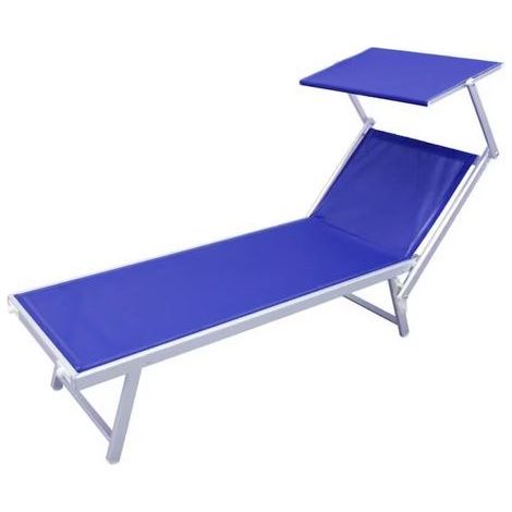 Lettino Sdraio da Bagnino in Alluminio Pieghevole Blu 180 x 72 x 40 cm