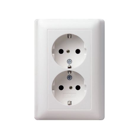 Gira Presa 2 posti-SCHUKO SP + Piastra piena System 55 Bianco puro [078303], 0783 03