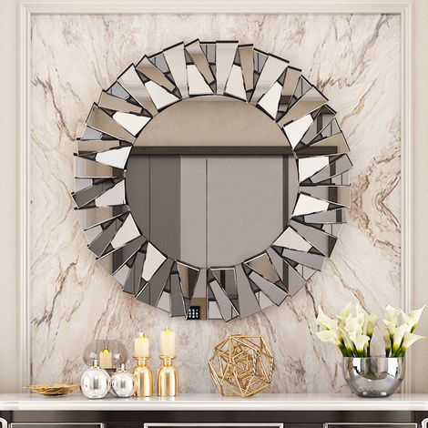 UNHO Espejo de pared Decorativo Recibidor Moderno Redondo 80x80cm