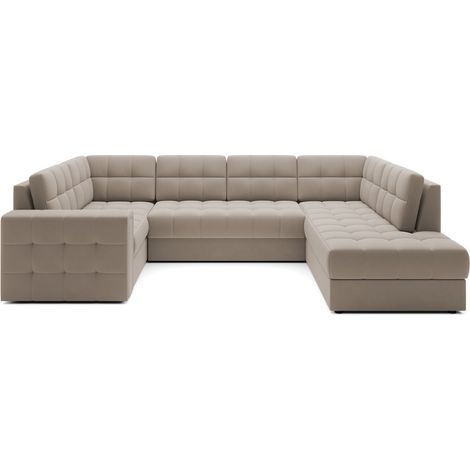 Canapé d'angle convertible MONTEZA beige 299 cm avec coffre et couchage (1/5)