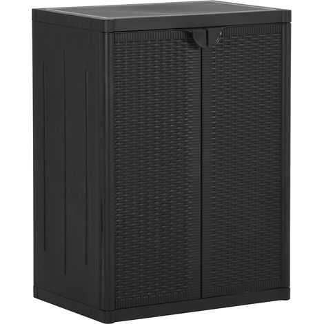 Armario de almacenamiento multiusos con 2 estantes 65 x 45 x 88 cm PP negro 020046120 (1/5)