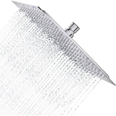 Soffione doccia quadrato ultra sottile, potente e ad alta pressione in acciaio inox 304 per il bagno (nichel spazzolato) (20 cm, 121 getti) (1/5)