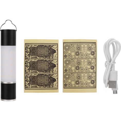 Lampe de camping extensible flexible style rétro étanche en alliage d'aluminium noir suspendu design extérieur portable lanterne hibou et fleur (1/5)
