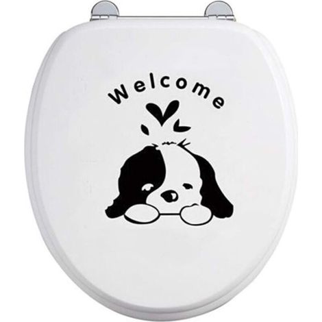 Stickers muraux Dessin Animé Mignon Chiot Autocollants Toilettes Imperméables Décor À La Maison pour Salle De Bain Décor Robuste (1/5)