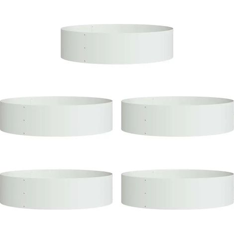 Set di 5 anelli per fioriera 80 x 80 x 20 cm in acciaio bianco moderno da esterno durevole 020052258