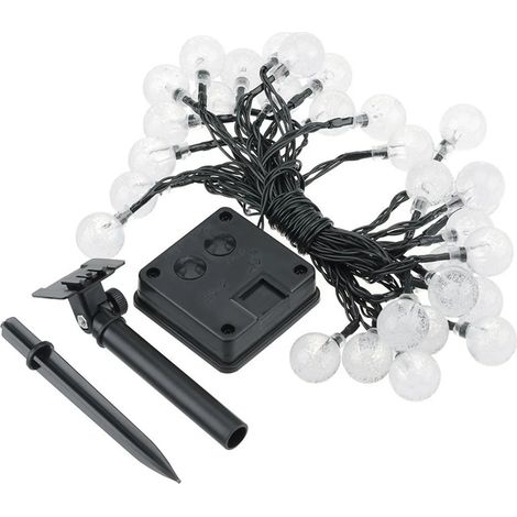 Guirlande lumineuse solaire à bulles (blanc chaud, 6,5 m, 30 LED) - Boules à bulles - Éclairage extérieur étanche - Idéale pour Noël, terrasse ou fêtes de fin d'année (1/5)