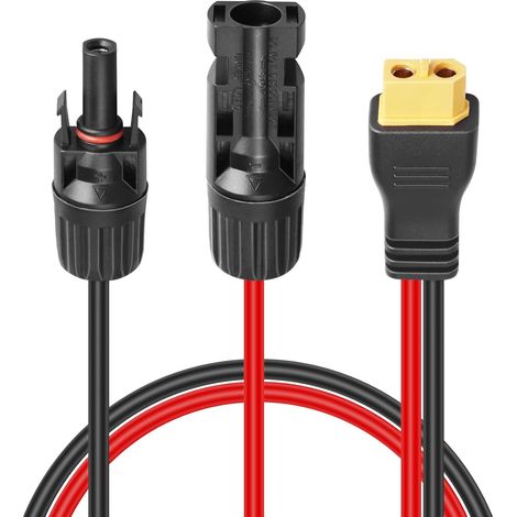 Connecteur de Panneau Solaire vers Câble Adaptateur XT60, 12AWG Câble de Connexion pour Station d'alimentation Portable et Générateur Solaire - 94 CM (1/5)