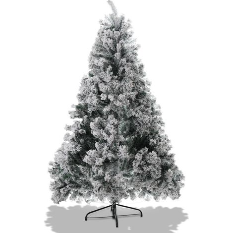SWANEW Albero di Natale artificiale con fiocchi di neve. supporto in metallo Materiale PVC non illuminato (150 cm. 550 rami) (1/5)