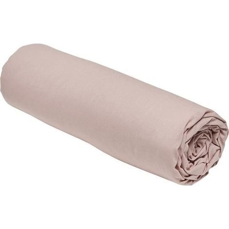 Drap housse TODAY Essential - 140 x 200+30 cm - 2 personnes - 100% Coton uni - Rose des sables (1/3)