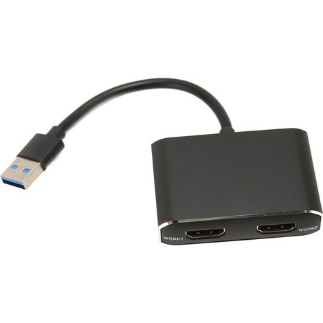 1 Adaptateur USB 3,0 vers double interface multimédia HD, résolution 1920x1080p, débit 5 Gbps, pour affichage étendu sur PC et ordinateur portable (1/5)