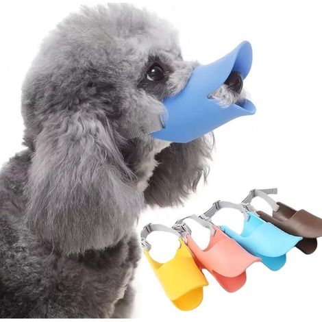 Muselière pour chien en silicone taille L – Muselière réglable en forme de canard – Douce et respirante – Protection contre morsures et aboiements – Pour petits chiens – Bleu (1/5)