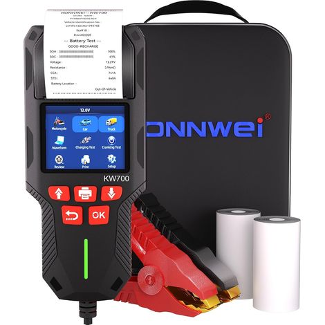 Testeur Batterie Voiture, KW700 12V 24V Testeur de Batterie et Alternateur Analyseur de Batterie de Démarrage avec Imprimante Intégrée pour Auto Voiture Camion Moto (1/5)