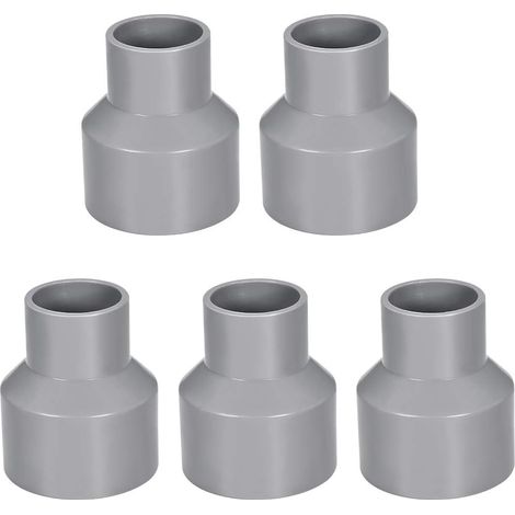 Lot De 5 Raccords Réducteurs PVC DWV 32mm x 50mm Adaptateur De Tuyau Pour Réduction De Diamètre, Connexion Étanche Pour Systèmes D'Eau Potable Et Construction, Gris (1/5)