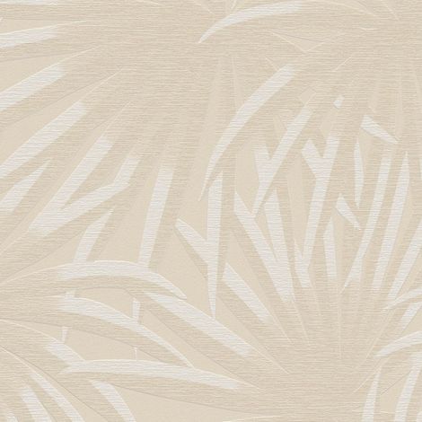 Papel pintado naturaleza Profhome 393382 papel pintado no tejido texturado con ornamentos florales mate beige blanco 5,33 m2