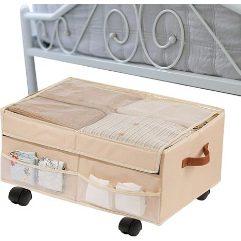 Coffre Rangement Pliable 57cm Bac Organisateur Voiture Roulant Boîte Stockage Portable Avec Roulettes Renforcées Grande Capacité Pliable En Tissu Oxford ÉTanche, IDéale Pour Garage & Bureau (1/5)